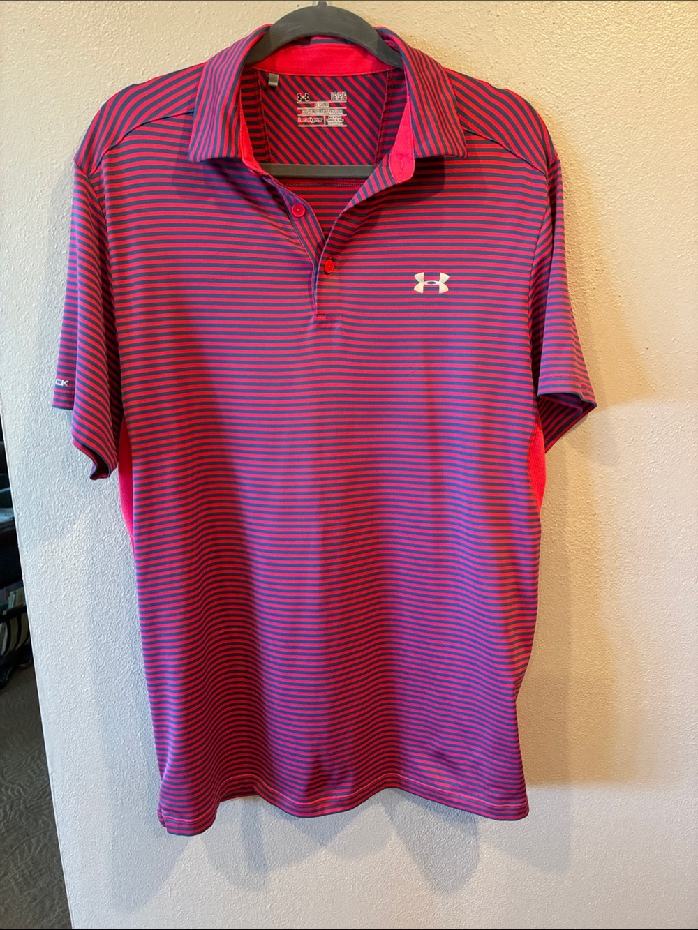 Under Armour Men’s red & blue Striped Performance Polo